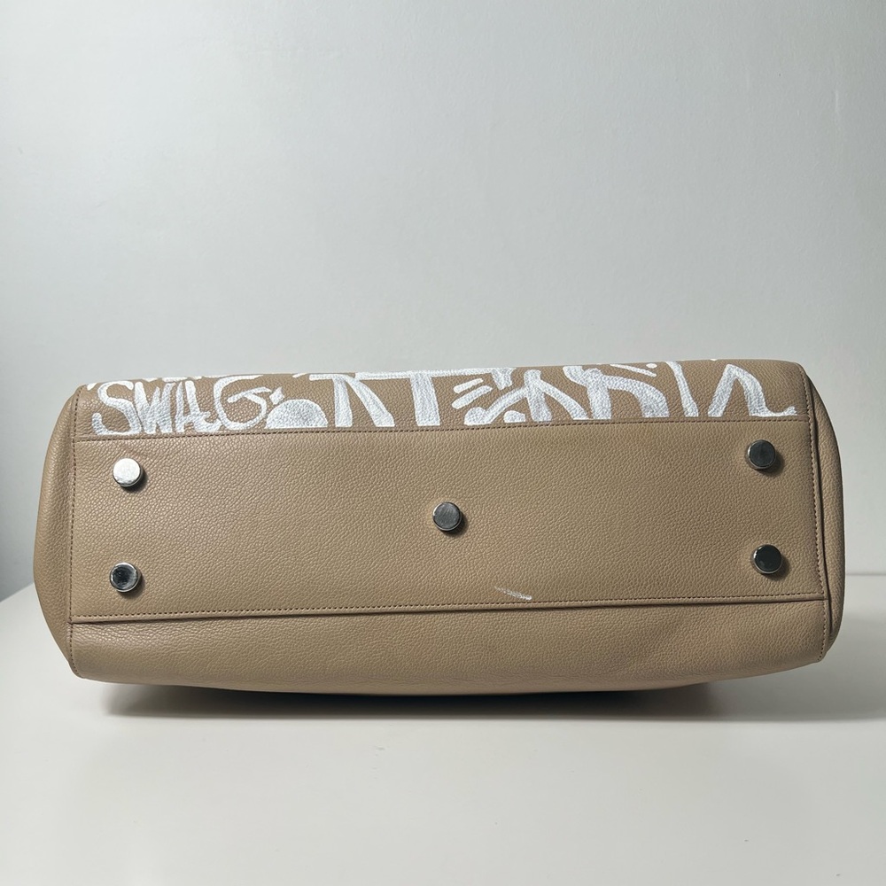 Saint Laurent YSL Rive Gauche 2Way Graffiti Top Handle Crossbody Tote Bag Purse - Picture 9 of 13